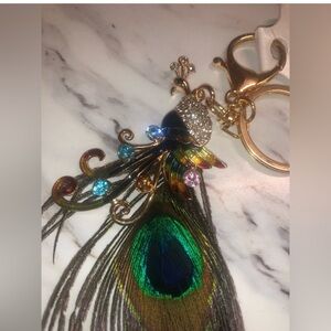 NWT Rhinestone Peacock Keychain/ Bag charm